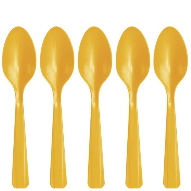 20 cuillères en plastique jaune vif réutilisable 20 cuillères en plastique jaune vif réutilisable
