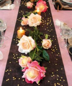 Chemin de table marron chocolat en intisse 10M