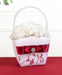 Petit panier à pétales mariage rouge et blanc fille honneur