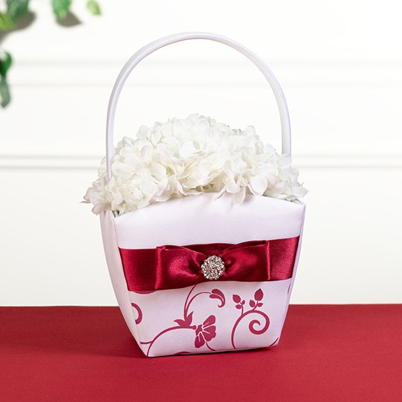 Petit panier à pétales mariage rouge et blanc fille honneur Petit panier à pétales mariage rouge et blanc fille honneur