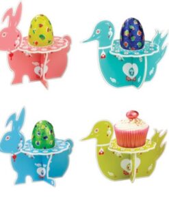 4 petits stands decoratifs lapin canard Paques