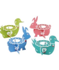 4 petits stands decoratifs lapin canard Paques
