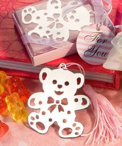 Marque page ourson rose baby shower