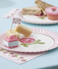 20 Piques drapeaux gâteaux vintage rose fleurs