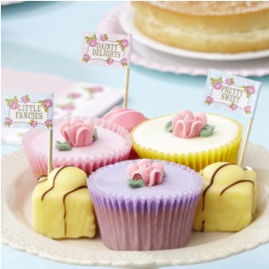 20 Piques drapeaux gâteaux vintage rose fleurs 20 Piques drapeaux gâteaux vintage rose fleurs