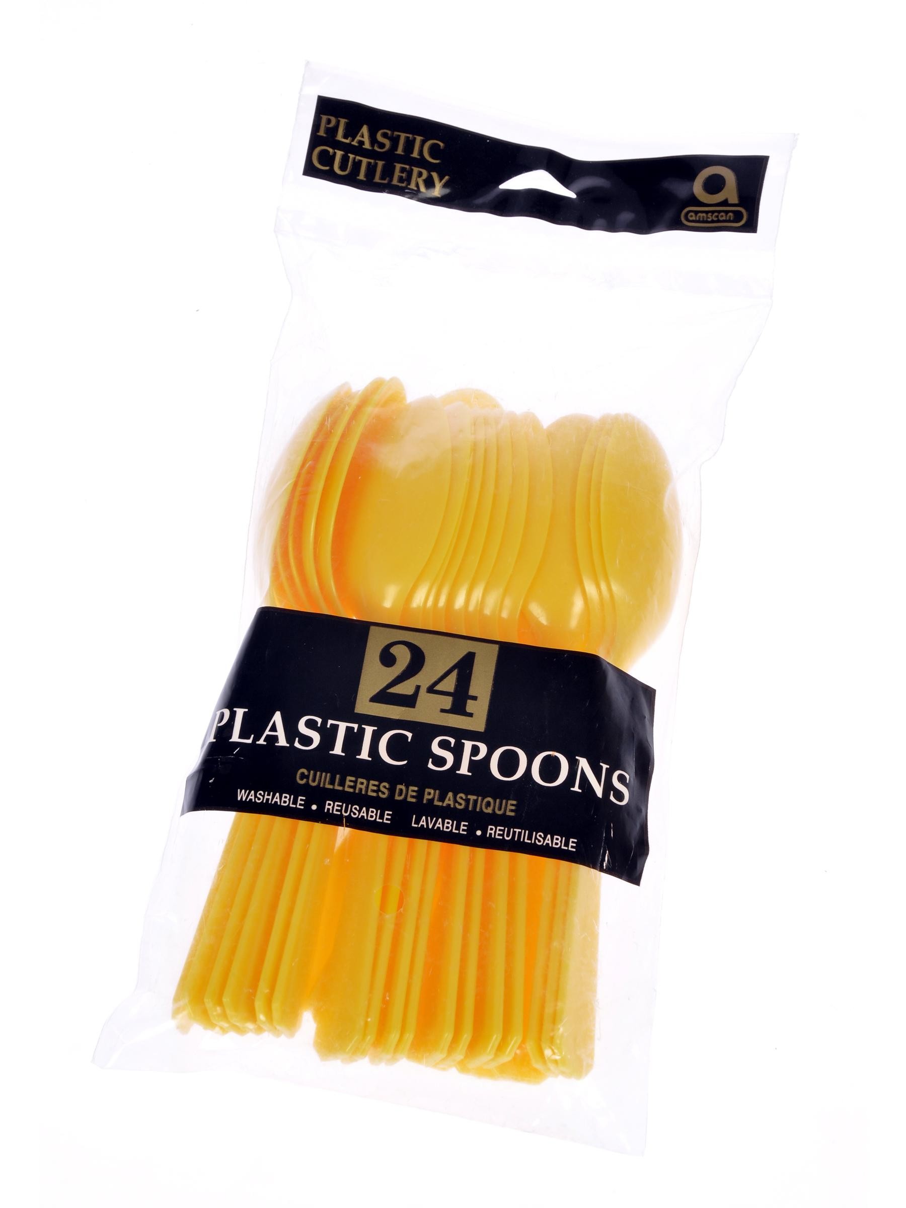 20 cuillères en plastique jaune vif réutilisable 20 cuillères en plastique jaune vif réutilisable