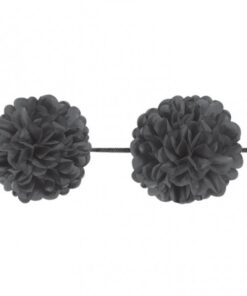 2 guirlandes pompons papier noir