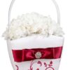 Petit panier à pétales mariage rouge et blanc fille honneur