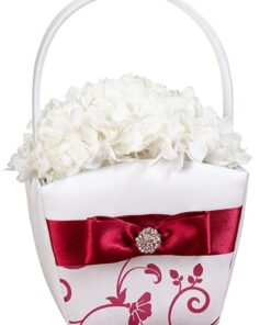 Petit panier à pétales mariage rouge et blanc fille honneur