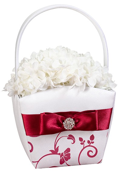 Petit panier à pétales mariage rouge et blanc fille honneur Petit panier à pétales mariage rouge et blanc fille honneur