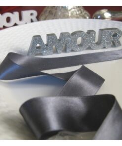 Lettres Amour pailletées déco table argent 12cm