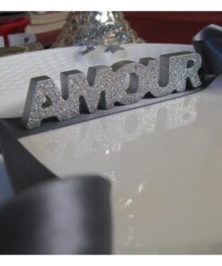 Lettres Amour pailletées déco table argent 12cm