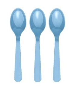 20 cuillères en plastique bleu ciel vaisselle reutilisable