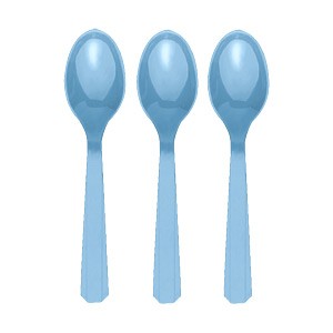 20 cuillères en plastique bleu ciel vaisselle reutilisable 20 cuillères en plastique bleu ciel vaisselle reutilisable