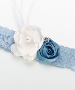 Jarretière mariage vintage bleu dentelle