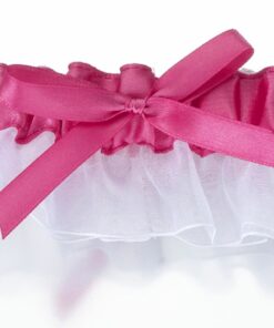 Jarretière blanche et fuchsia accessoires mariage