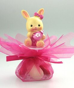 Figurine Lapinou Baptême, fuchsia