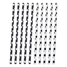 Pailles en papier noir et blanc à pois Pailles en papier noir et blanc à pois