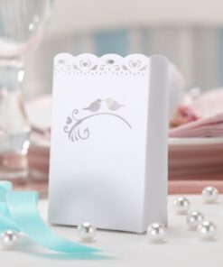 Petit Sac cadeau pochette blanc oiseaux "love birds (x 5)