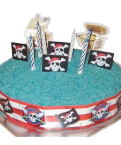 Kit decors gâteau bougies aniversaire pirate