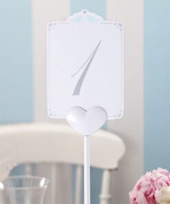 Cartes oiseaux numéros de table 1-12 blanc argent