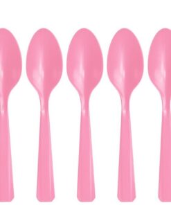 20 cuillères en plastique rose pâle
