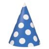 Chapeaux pointus bleu à pois blanc