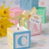 Bougie "alphabet" blocs construction baby shower