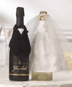 Habillage bouteille mariage la mariée robe blanche