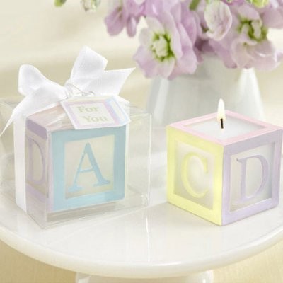 Bougie "alphabet" blocs construction baby shower Bougie "alphabet" blocs construction baby shower