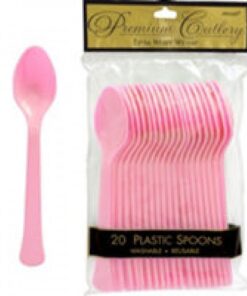 20 cuillères en plastique rose pâle