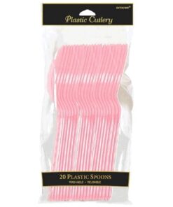 20 cuillères en plastique rose pâle