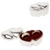 Boîte coffret pour alliances double coeur métal