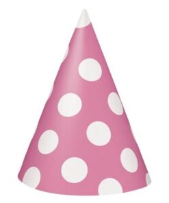Chapeaux pointus rose à pois blanc