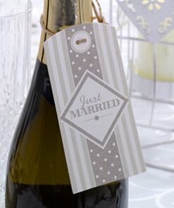 10 grandes etiquettes tag Just Married gris blanc
