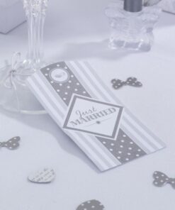 10 grandes etiquettes tag Just Married gris blanc