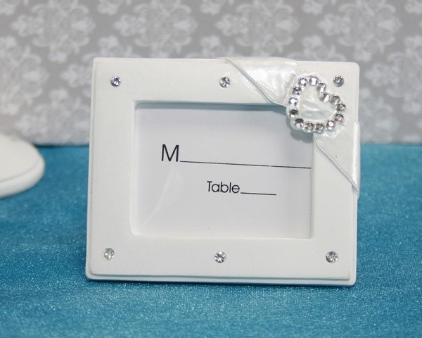 Petit cadre photo blanc coeur diamant strass Petit cadre photo blanc coeur diamant strass