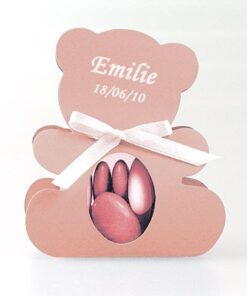 Ballotin dragées ourson rose bonbon (x 10)