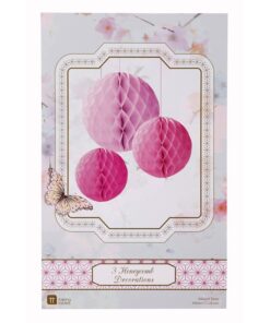 3 Boules alvéolées, nids d'abeilles roses mix