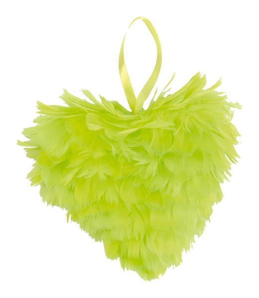 Coeur en plumes vert anis 12cm suspension Coeur en plumes vert anis 12cm suspension