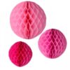3 Boules alvéolées, nids d'abeilles roses mix