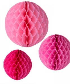 3 Boules alvéolées, nids d'abeilles roses mix