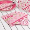 20 serviettes rose fuchsia Little bird oiseau