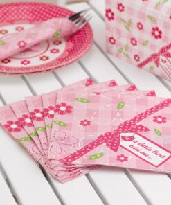 20 serviettes rose fuchsia Little bird oiseau