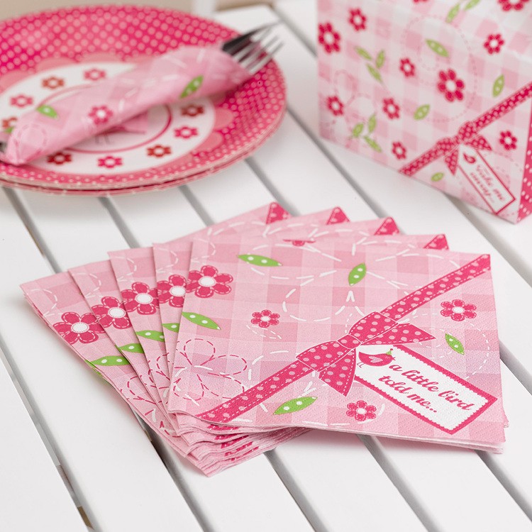 20 serviettes rose fuchsia Little bird oiseau 20 serviettes rose fuchsia Little bird oiseau