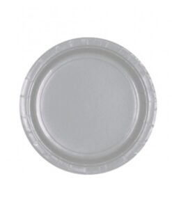 8 petites assiettes carton gris argent 18cm