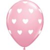 6 Ballons coeur rose pâle et blanc