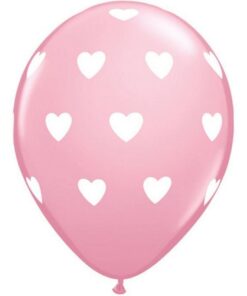 6 Ballons coeur rose pâle et blanc