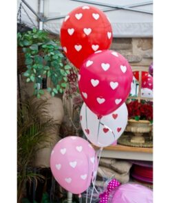 6 Ballons coeur rose pâle et blanc