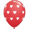 Ballons latex rouge coeurs blanc (x 5)